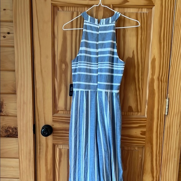 Express Blue and White Striped Jumpsuit - Picture 6 of 6